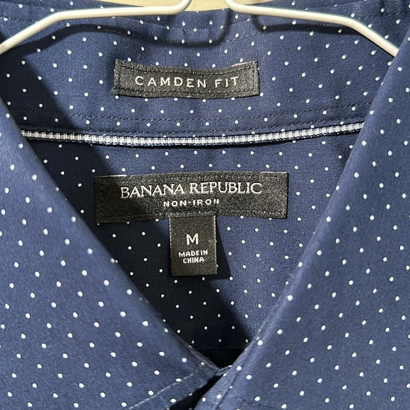 Men’s Banana Republic Dress Shirt in Navy with White Polka Dots — Sz M, Camden - Picture 2 of 3